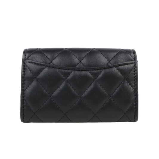 Chanel Flap Card Holder Black Lamb GHW