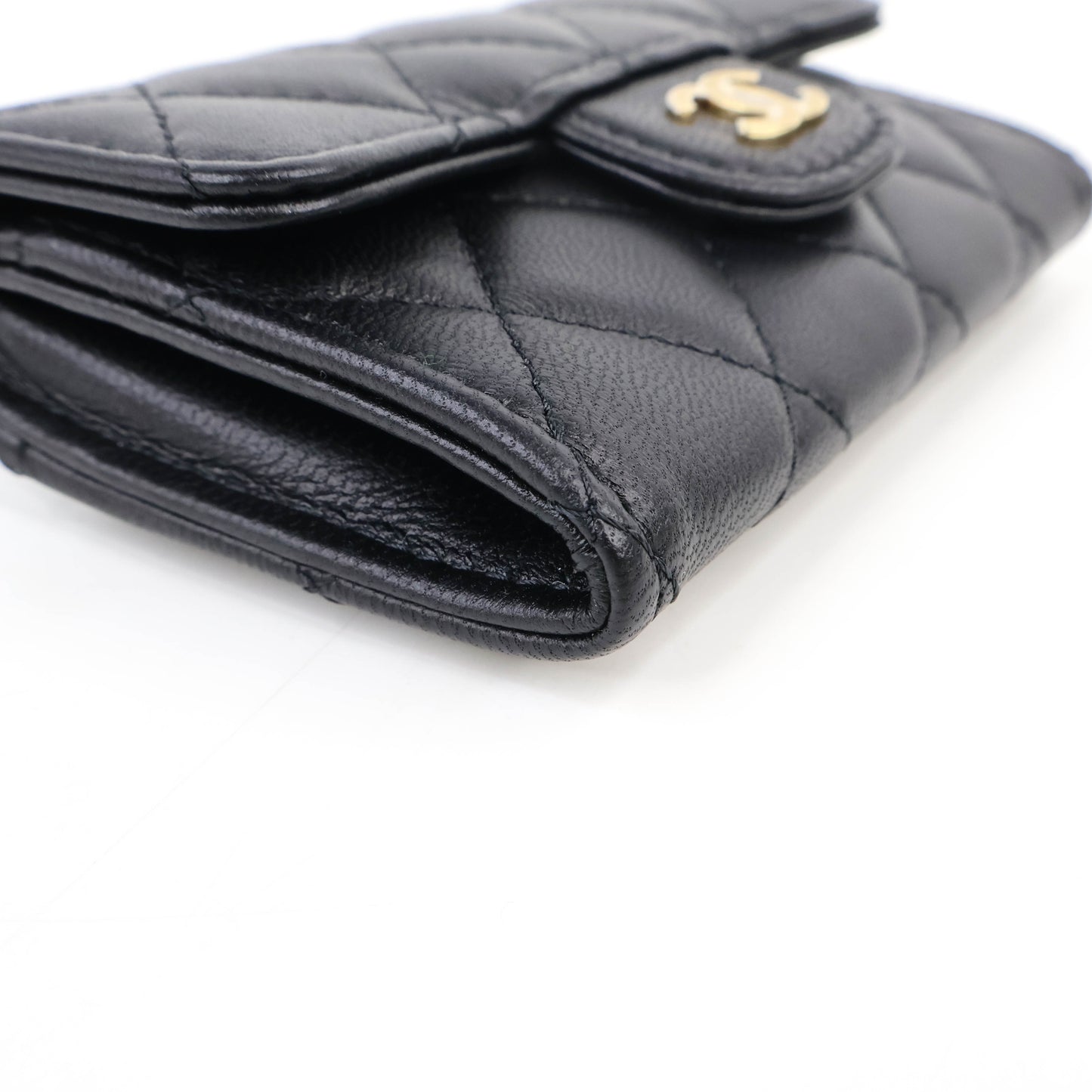 Chanel Flap Card Holder Black Lamb GHW