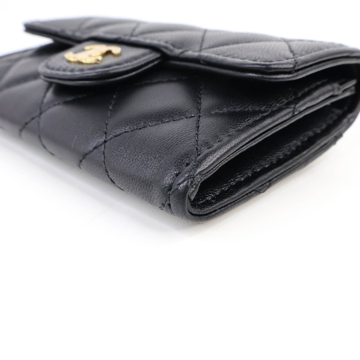 Chanel Flap Card Holder Black Lamb GHW