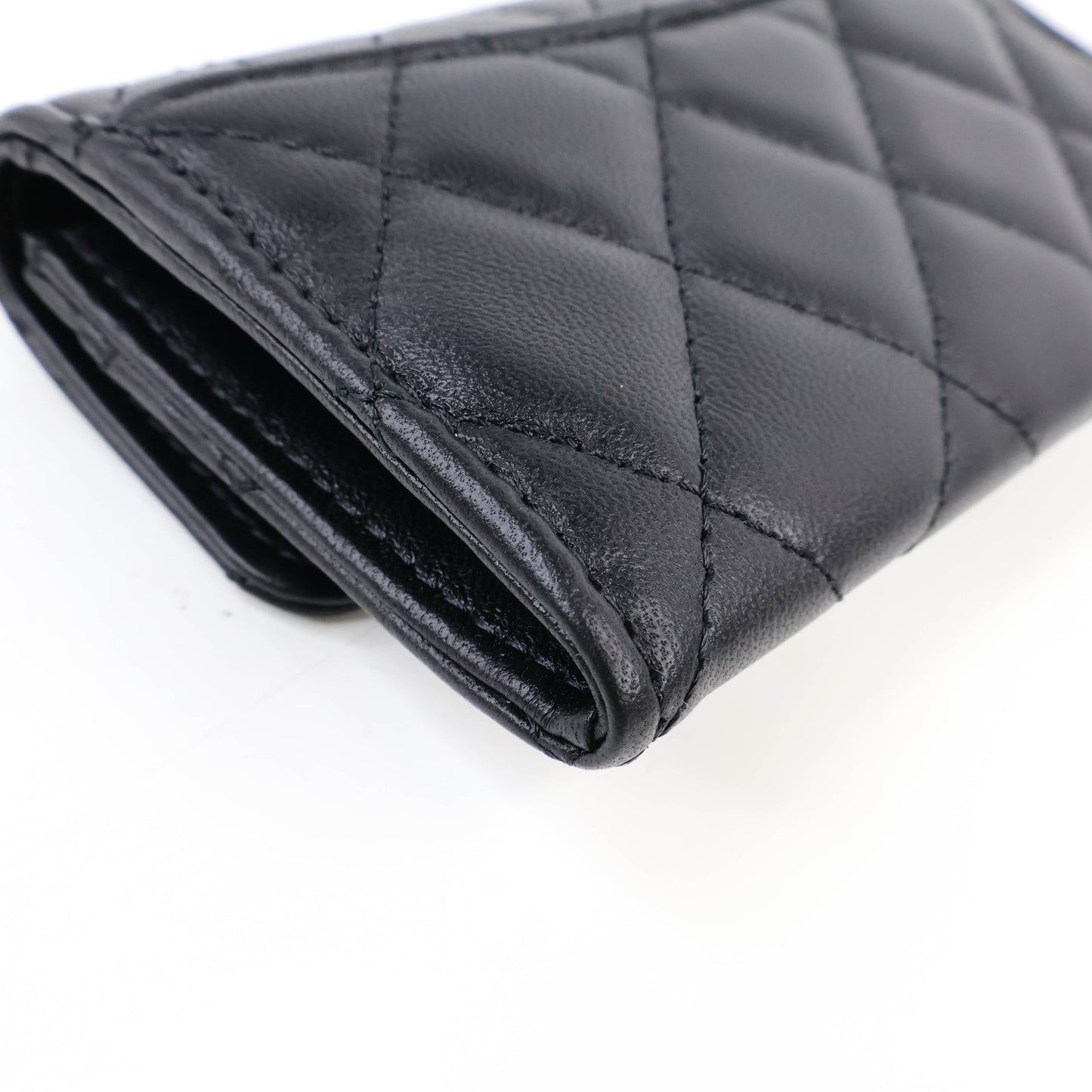 Chanel Flap Card Holder Black Lamb GHW