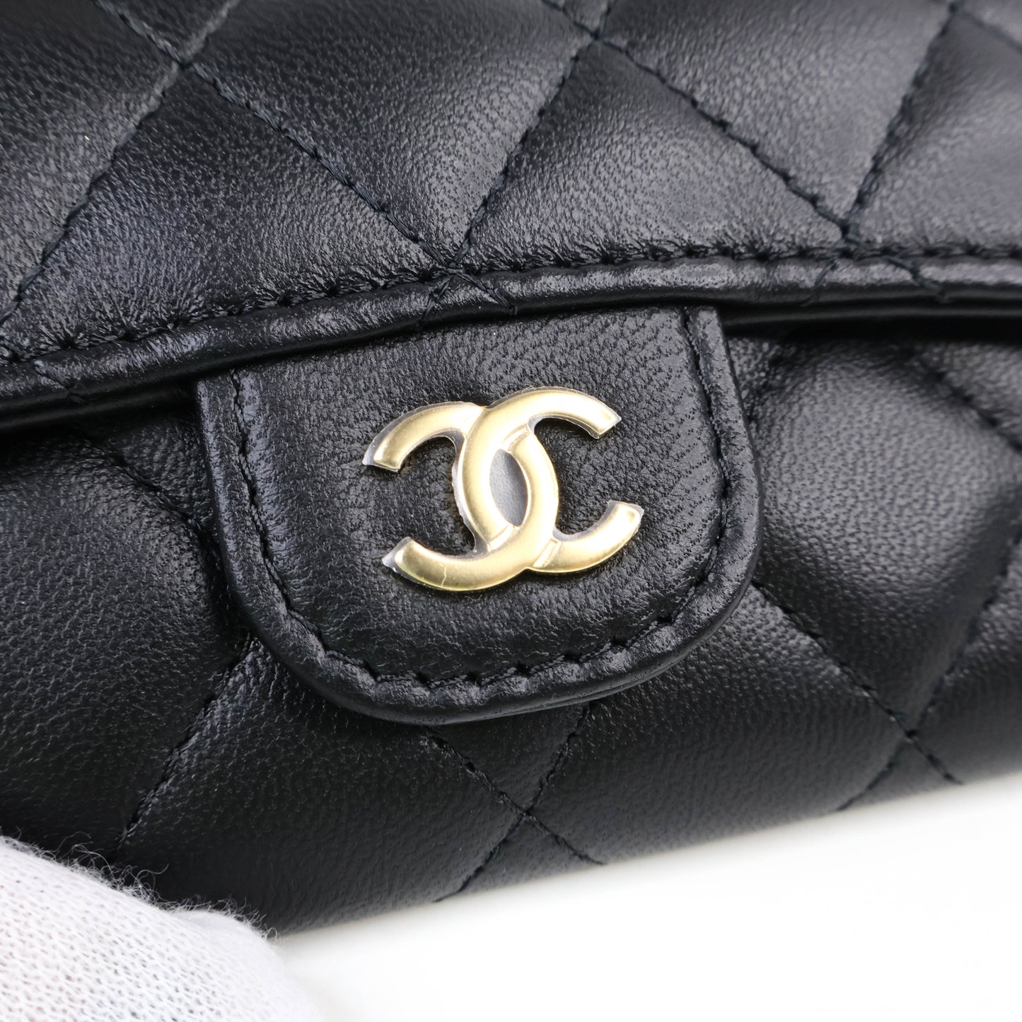 Chanel Flap Card Holder Black Lamb GHW