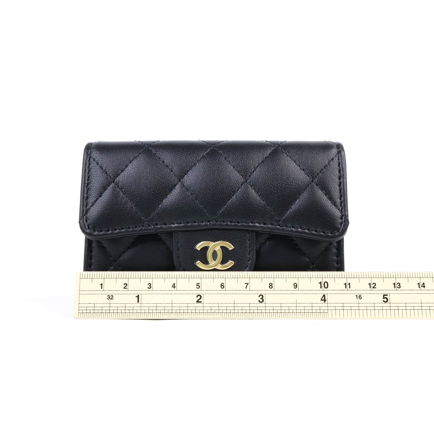 Chanel Flap Card Holder Black Lamb GHW