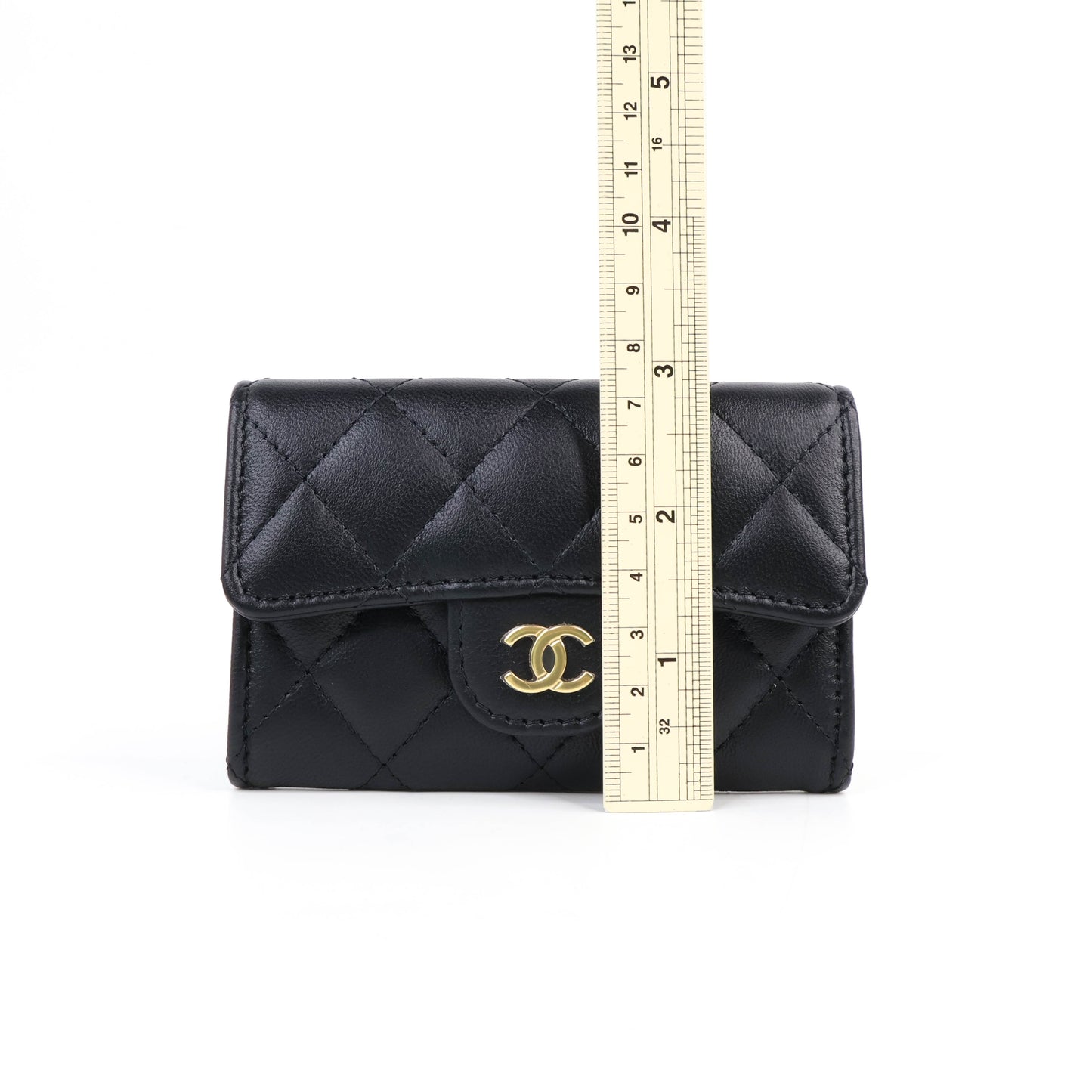 Chanel Flap Card Holder Black Lamb GHW