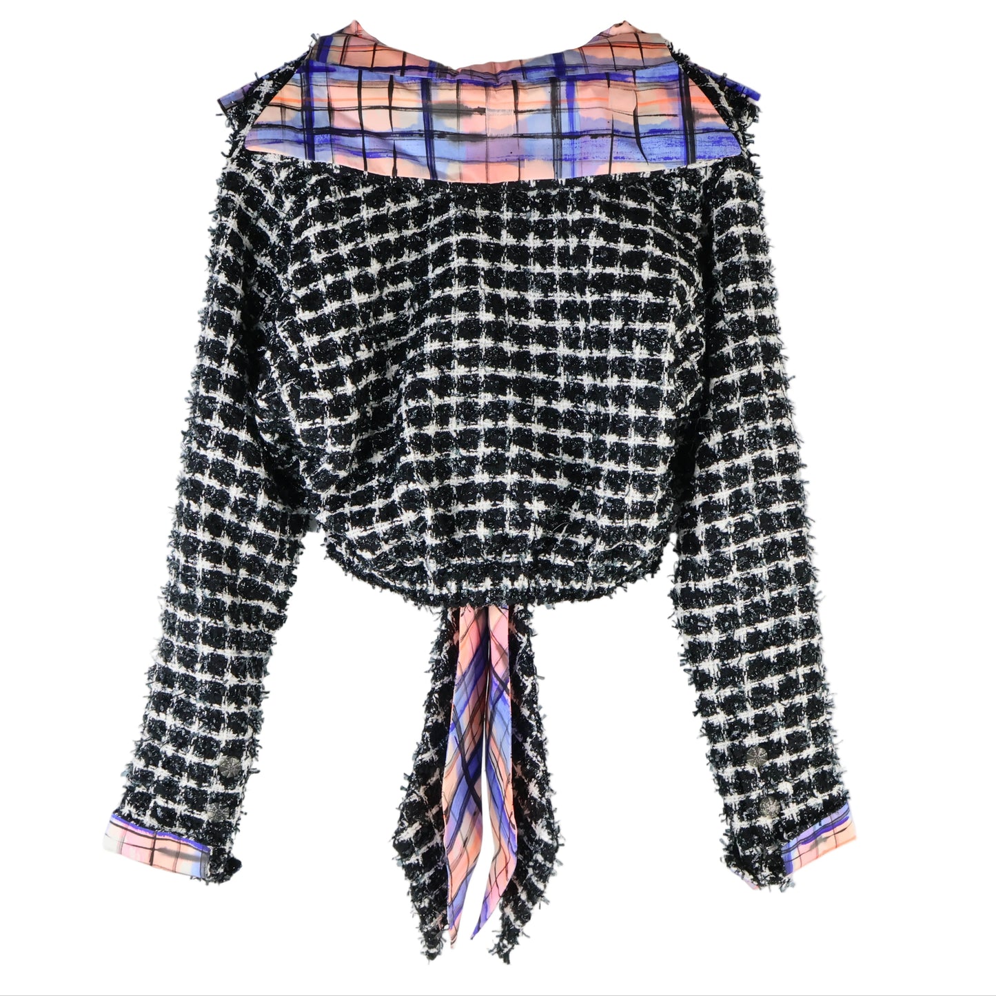 Chanel Jacket Tweed Black White Silver