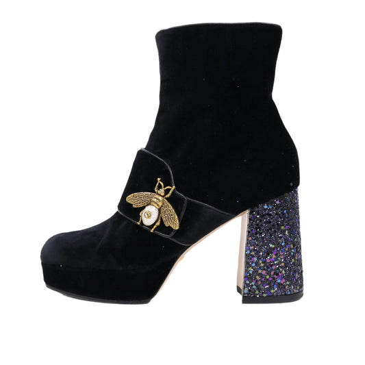 Gucci Boots Suede Black Glitter 38
