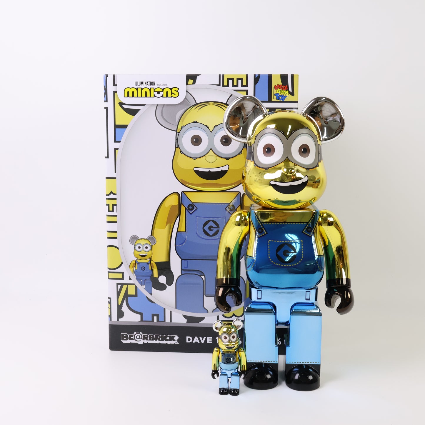 Bearbrick Minions Dave Chrome 400%+100%