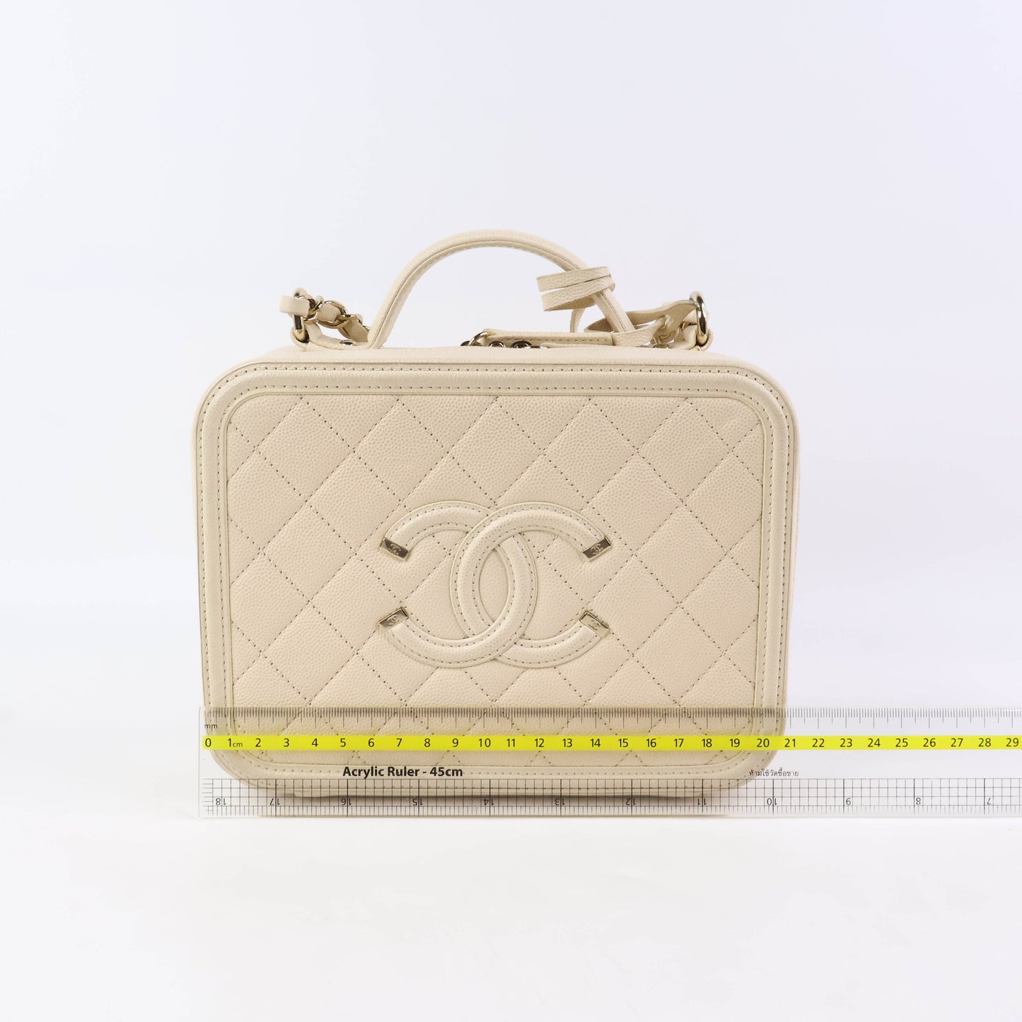 Chanel Filigree Vanity Case White Caviar LGHW