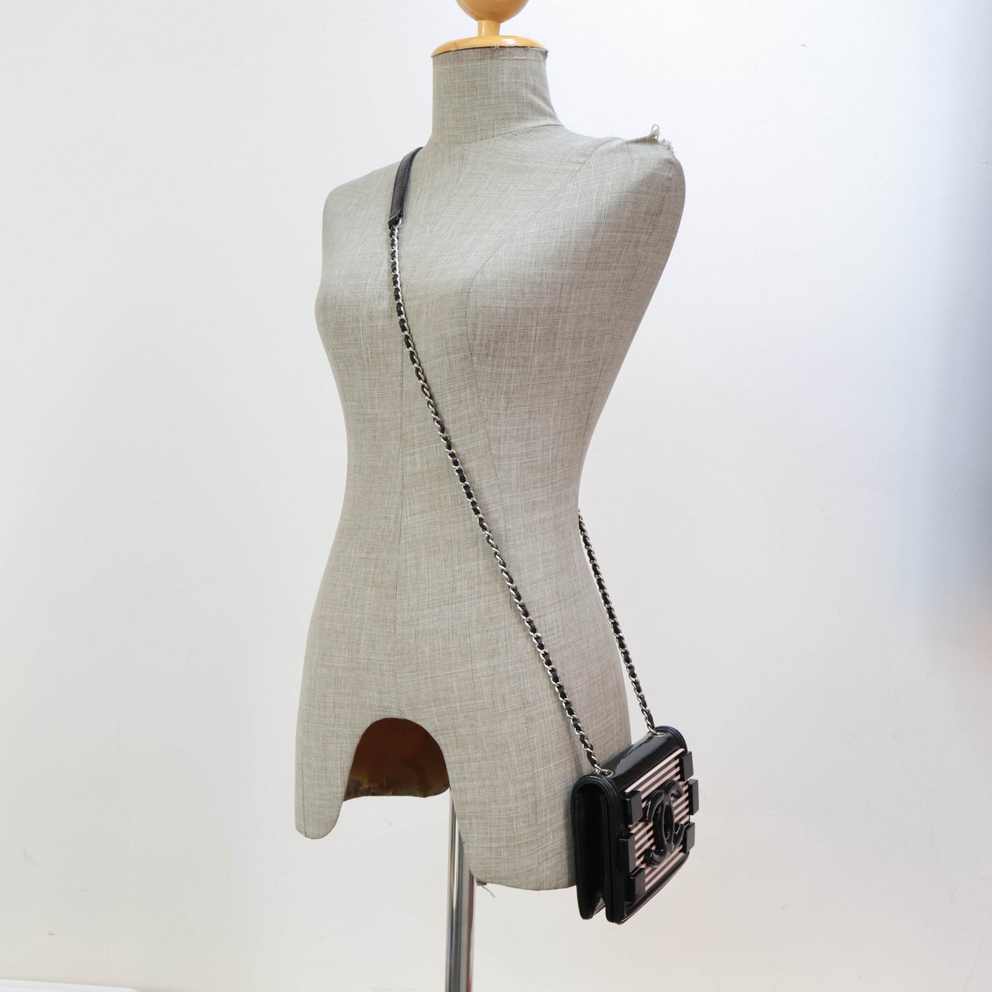 Chanel Boy Brick Flap Bag Plexiglass Black Pink