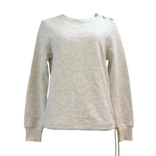 Chanel Sweater Camellia Stitching Beige