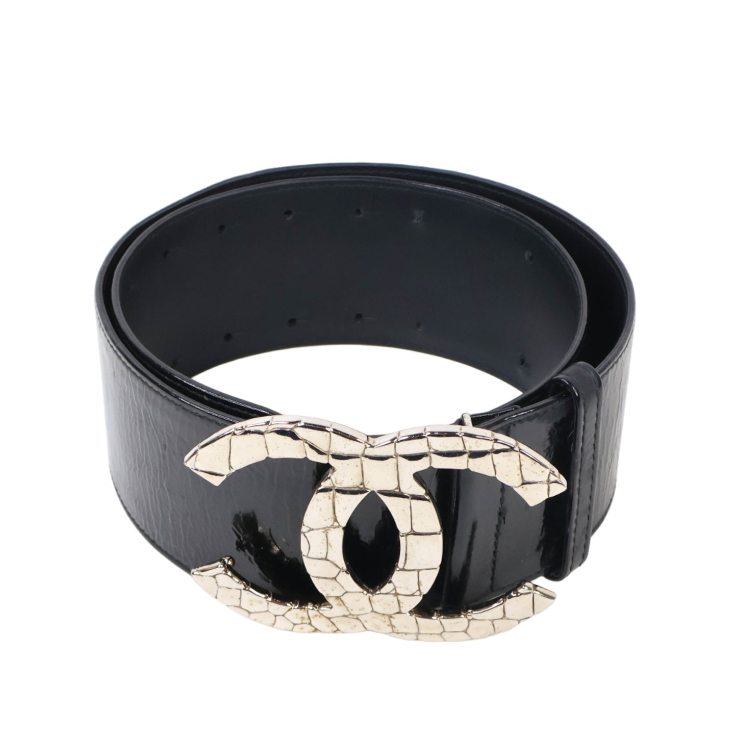 Chanel Belt Large Patent Black 80/32