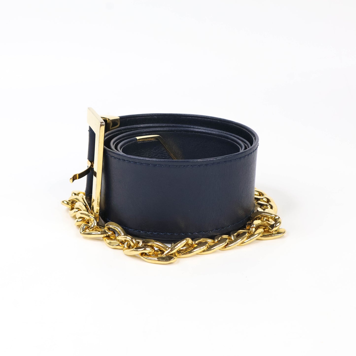 Chanel Belt Leather Black/Chain Gold 65