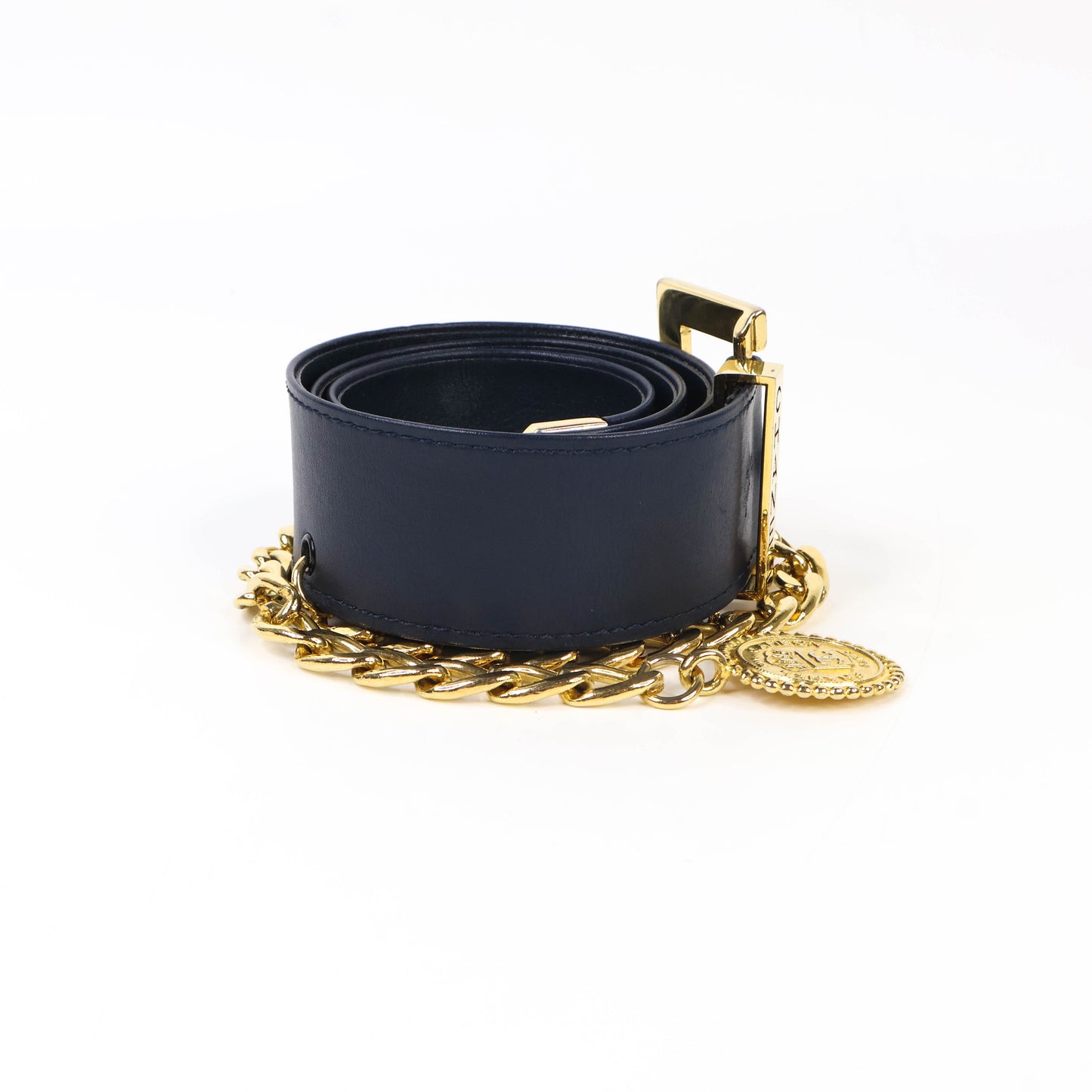 Chanel Belt Leather Black/Chain Gold 65
