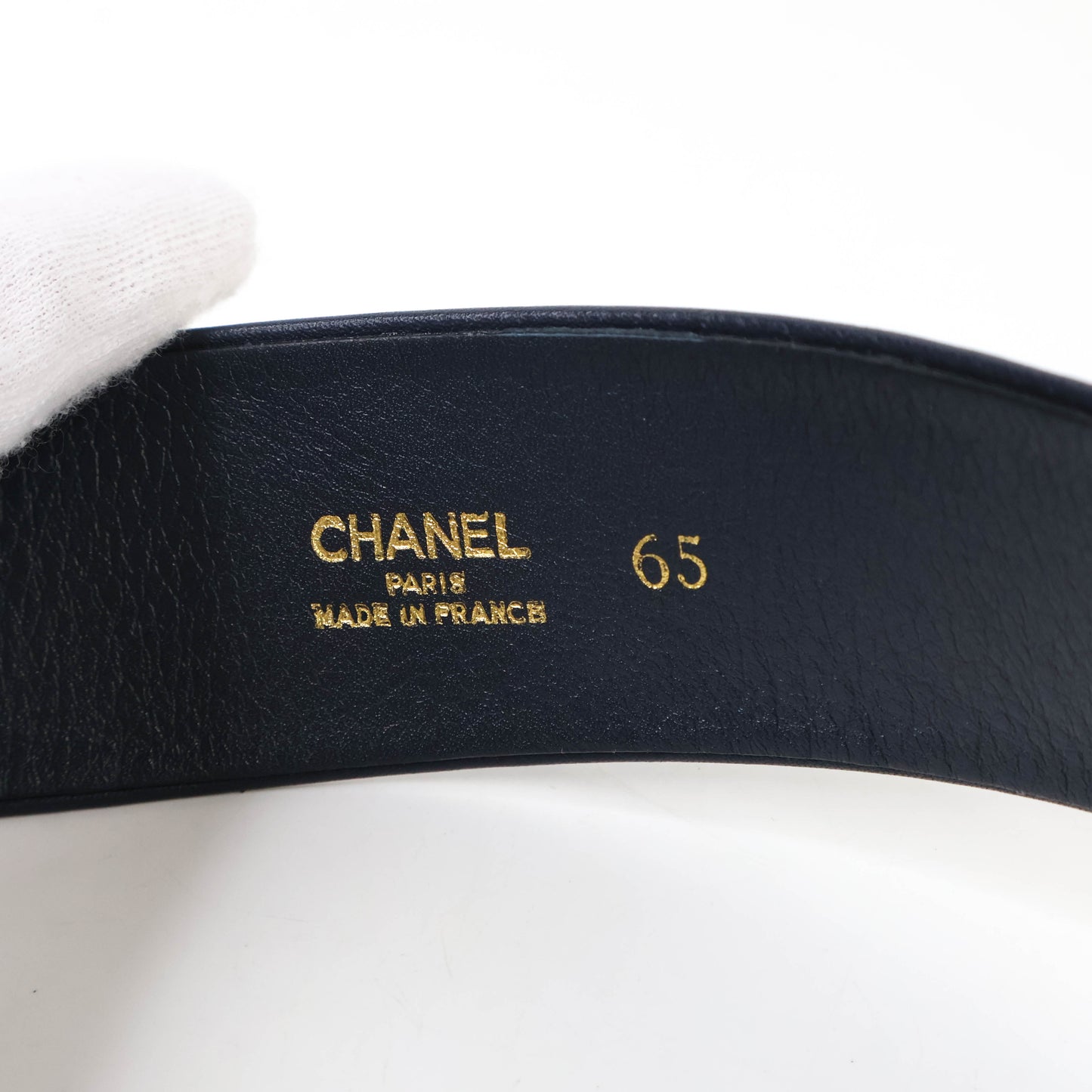 Chanel Belt Leather Black/Chain Gold 65