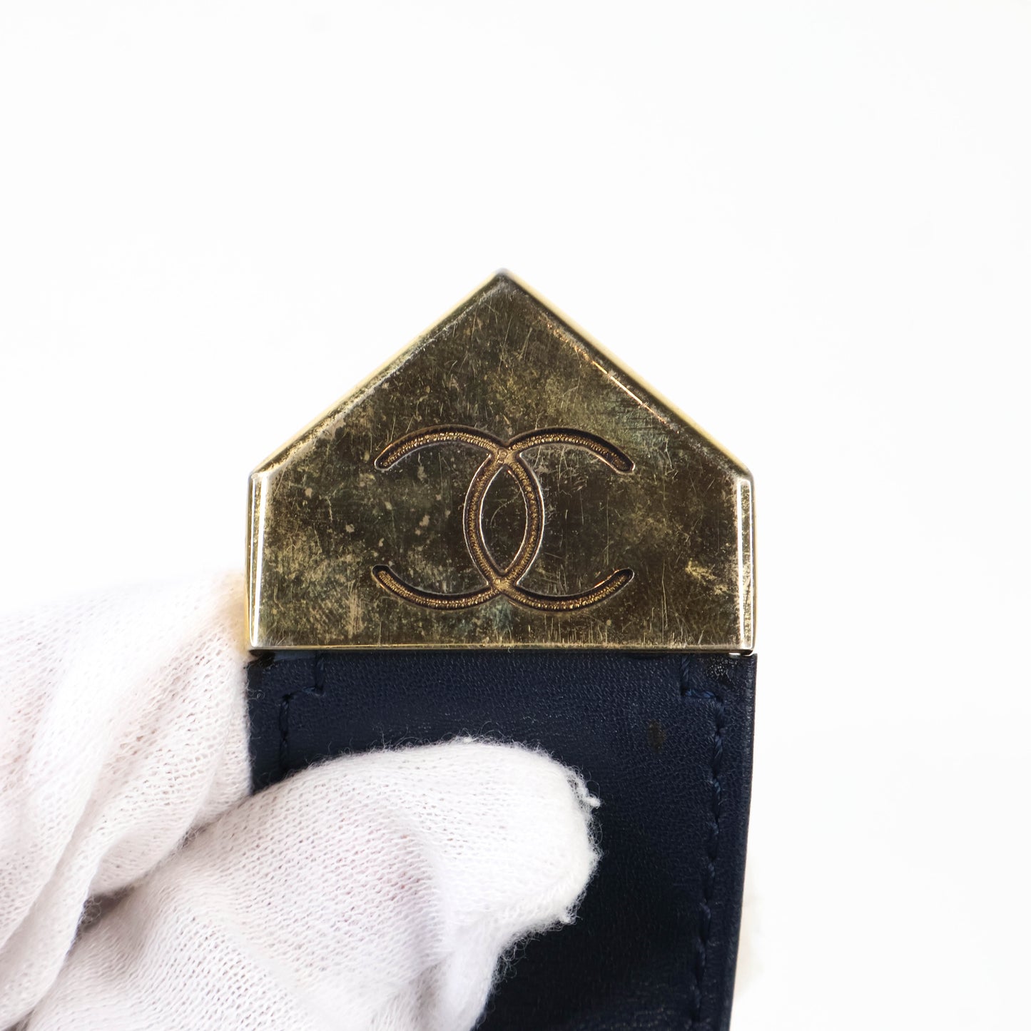 Chanel Belt Leather Black/Chain Gold 65