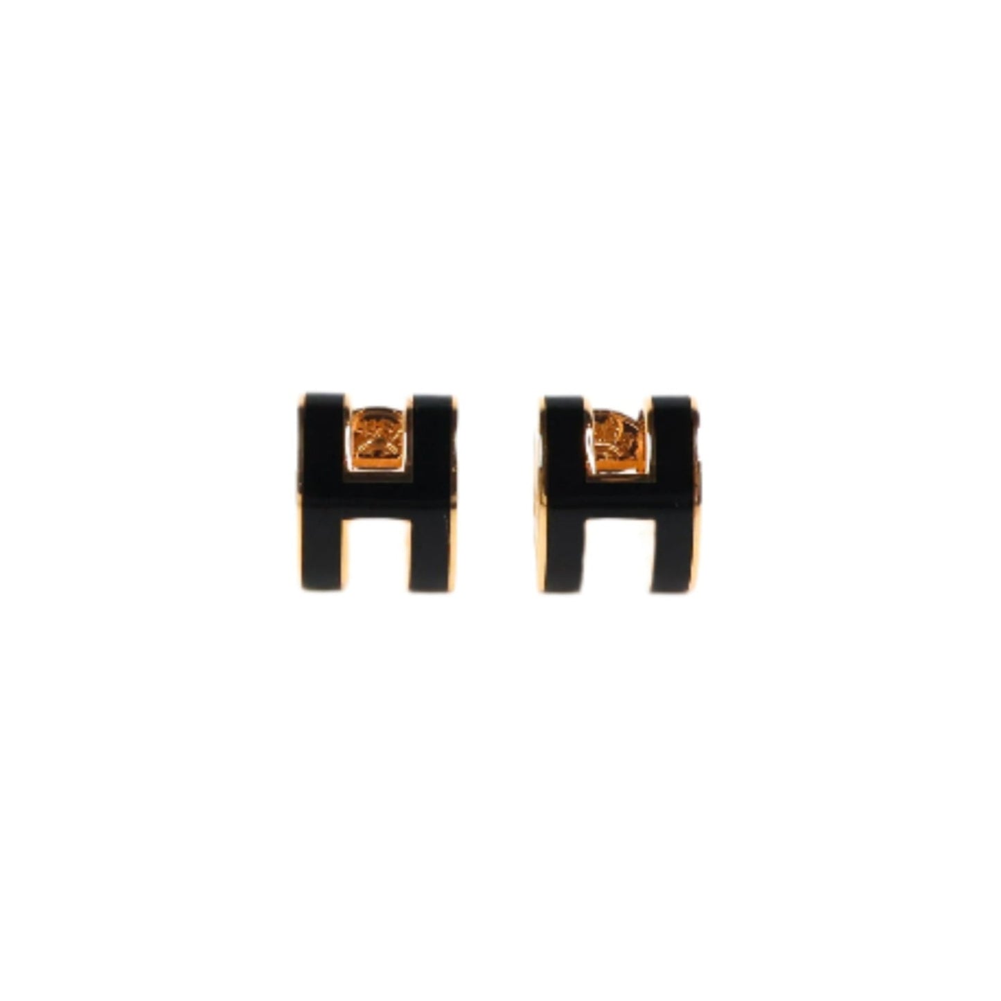 Hermes Mini Pop H Earrings Black RGHW