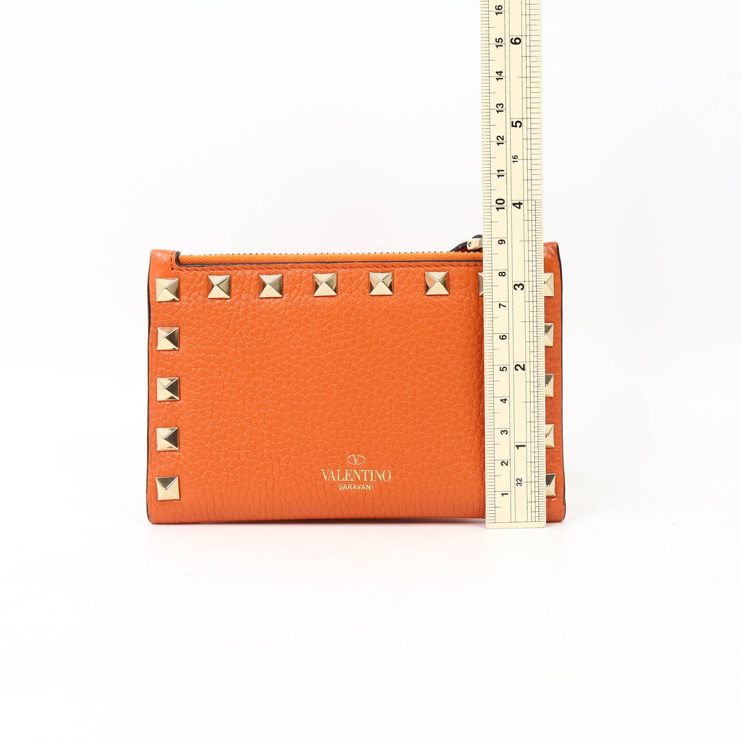 Valentino Short Wallet Rockstud Orange