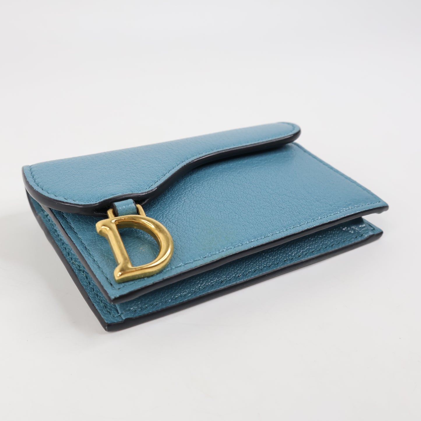 Christian Dior Saddle Card Holder Blue