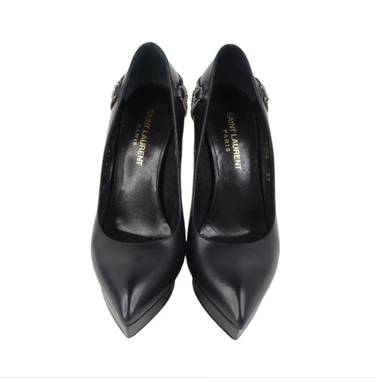 Saint Laurent Pumps Black With Silver Chain 37