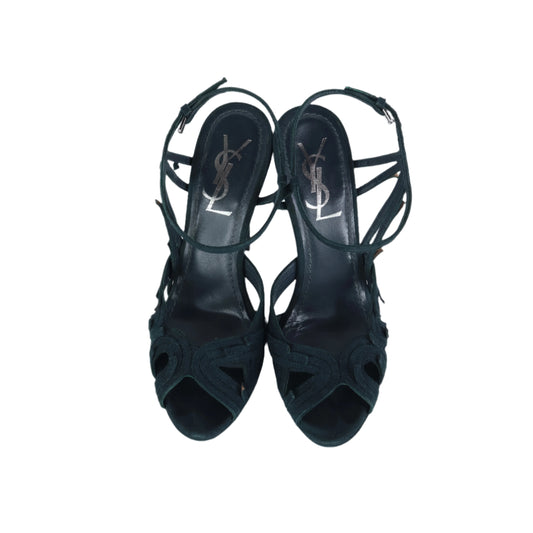 Saint Laurent Heels Suede Dark Green 35