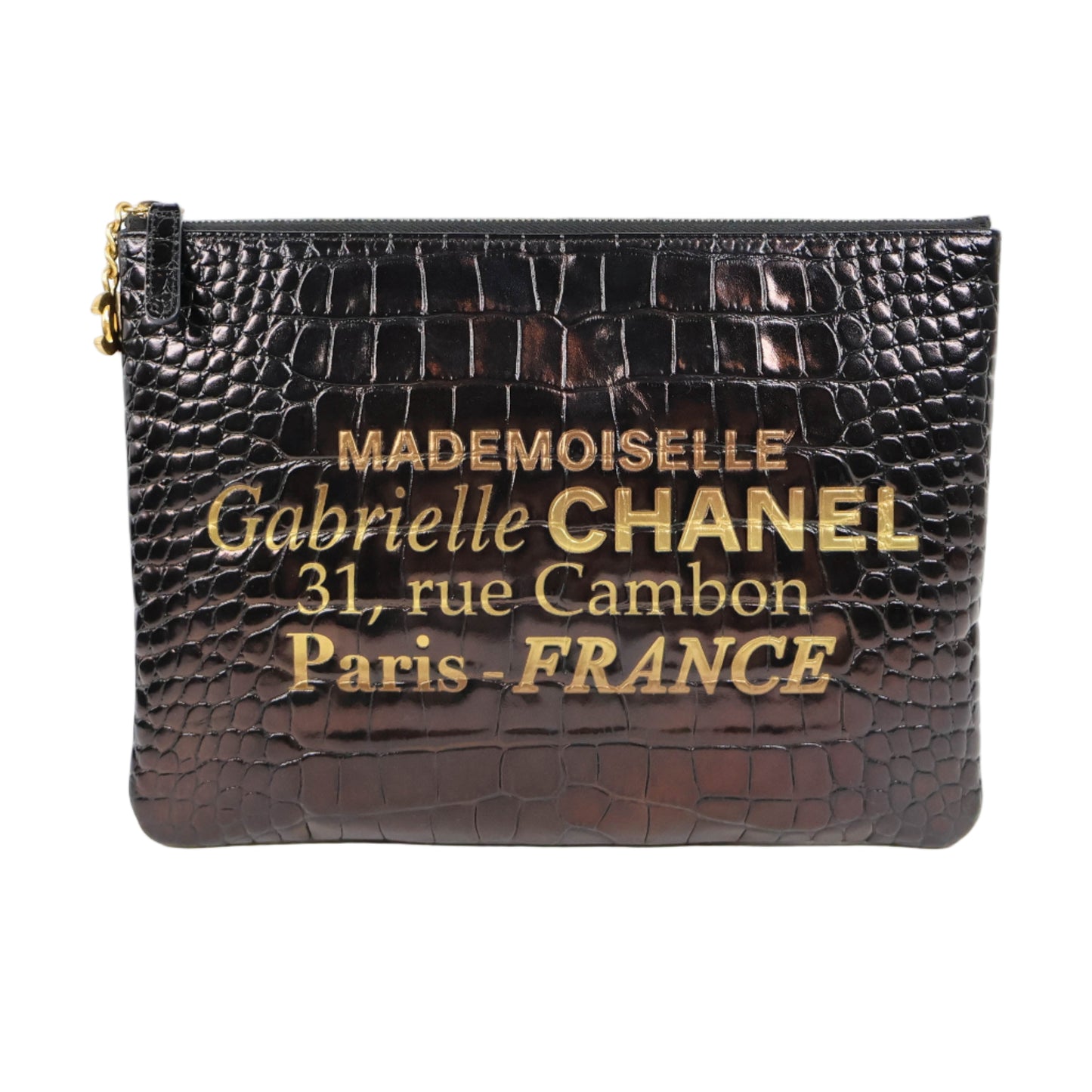Chanel Clutch Gabrielle Crocodile Print Black