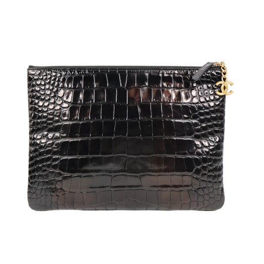 Chanel Clutch Gabrielle Crocodile Print Black