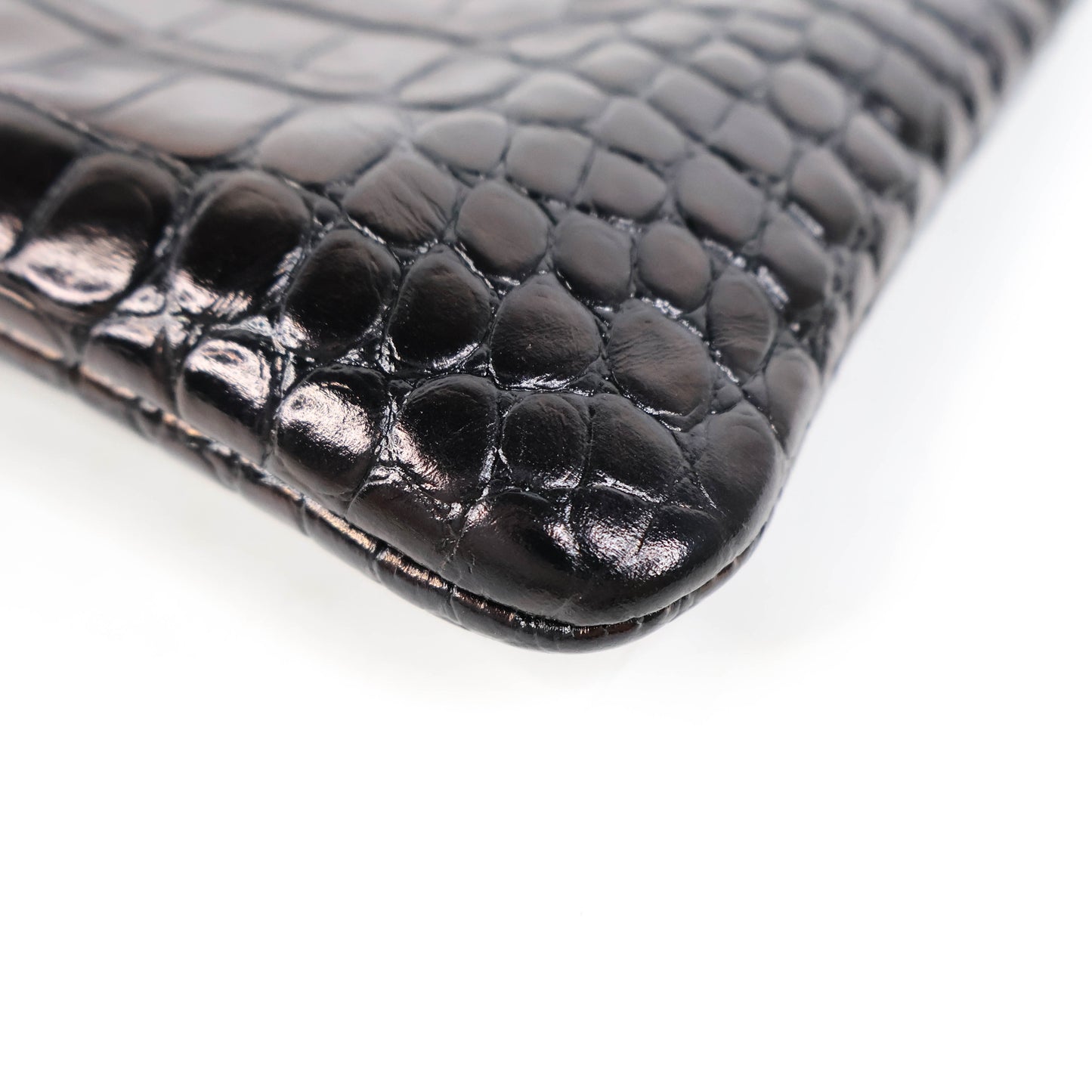 Chanel Clutch Gabrielle Crocodile Print Black