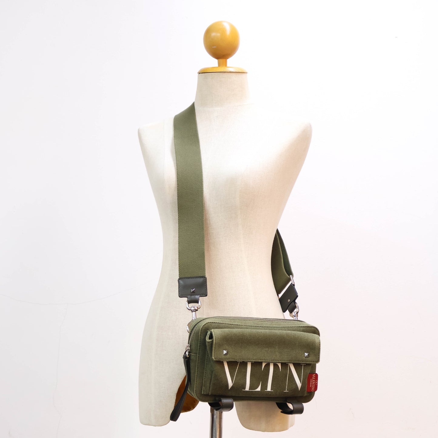 Valentino Crossbody Bag Canvas Khaki