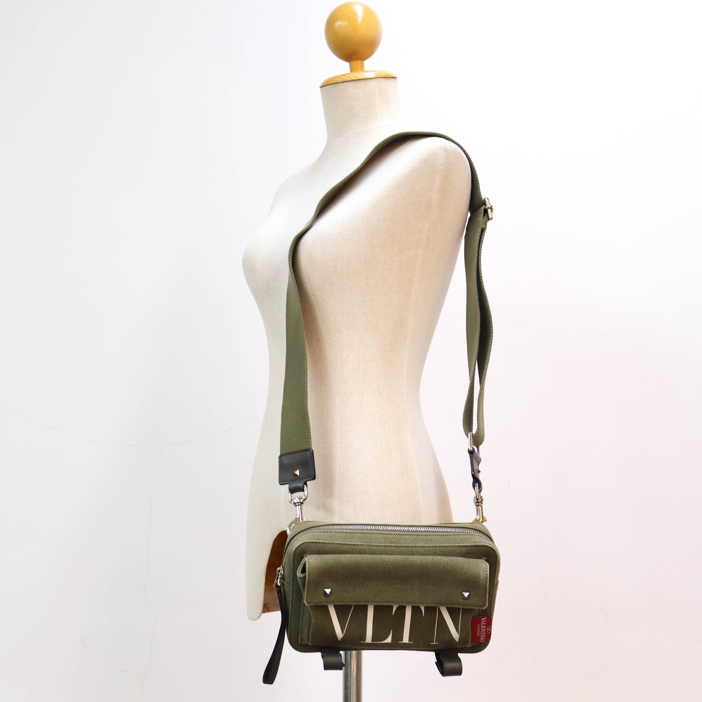 Valentino Crossbody Bag Canvas Khaki