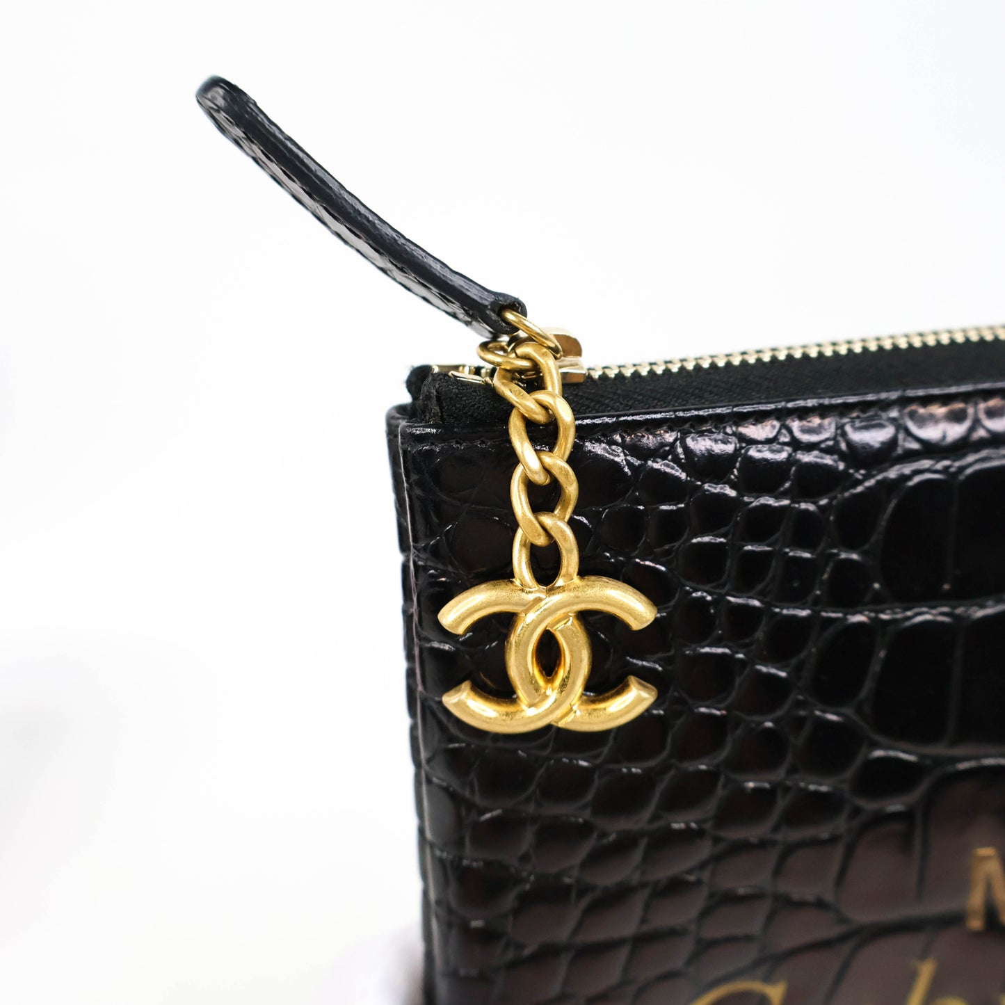 Chanel Clutch Gabrielle Crocodile Print Black