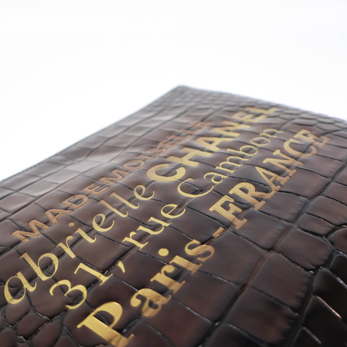 Chanel Clutch Gabrielle Crocodile Print Black