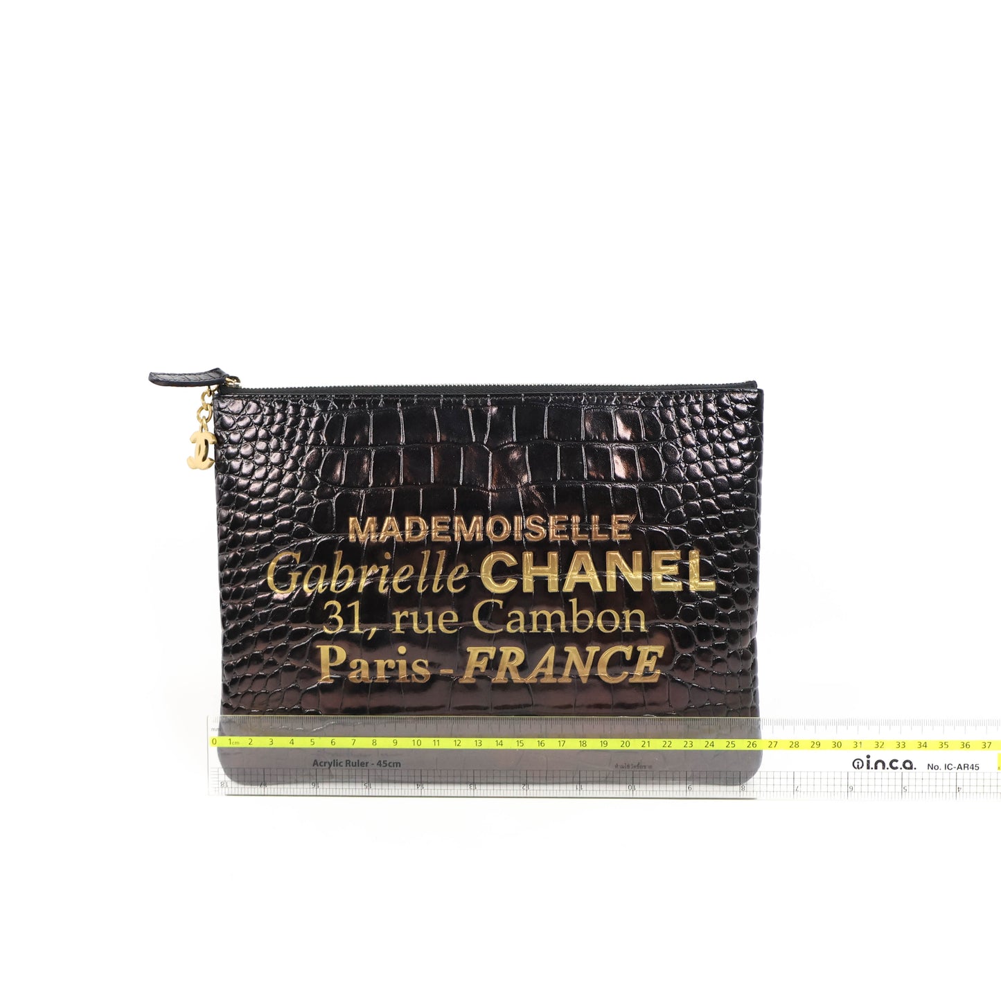 Chanel Clutch Gabrielle Crocodile Print Black