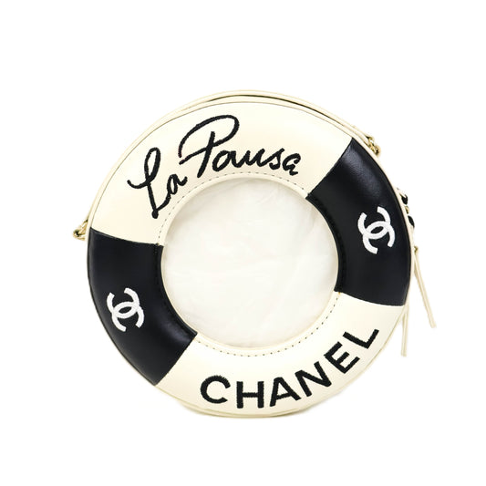 Chanel La Pausa Round Bag White/Black