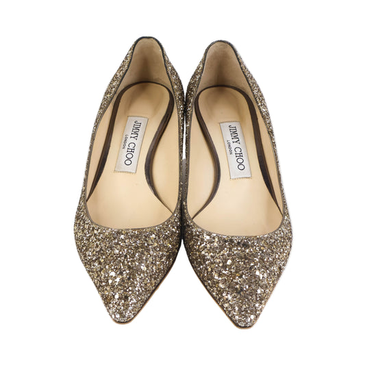 Jimmy Choo Pumps Romy 60 Glitter Antique Gold 35.5