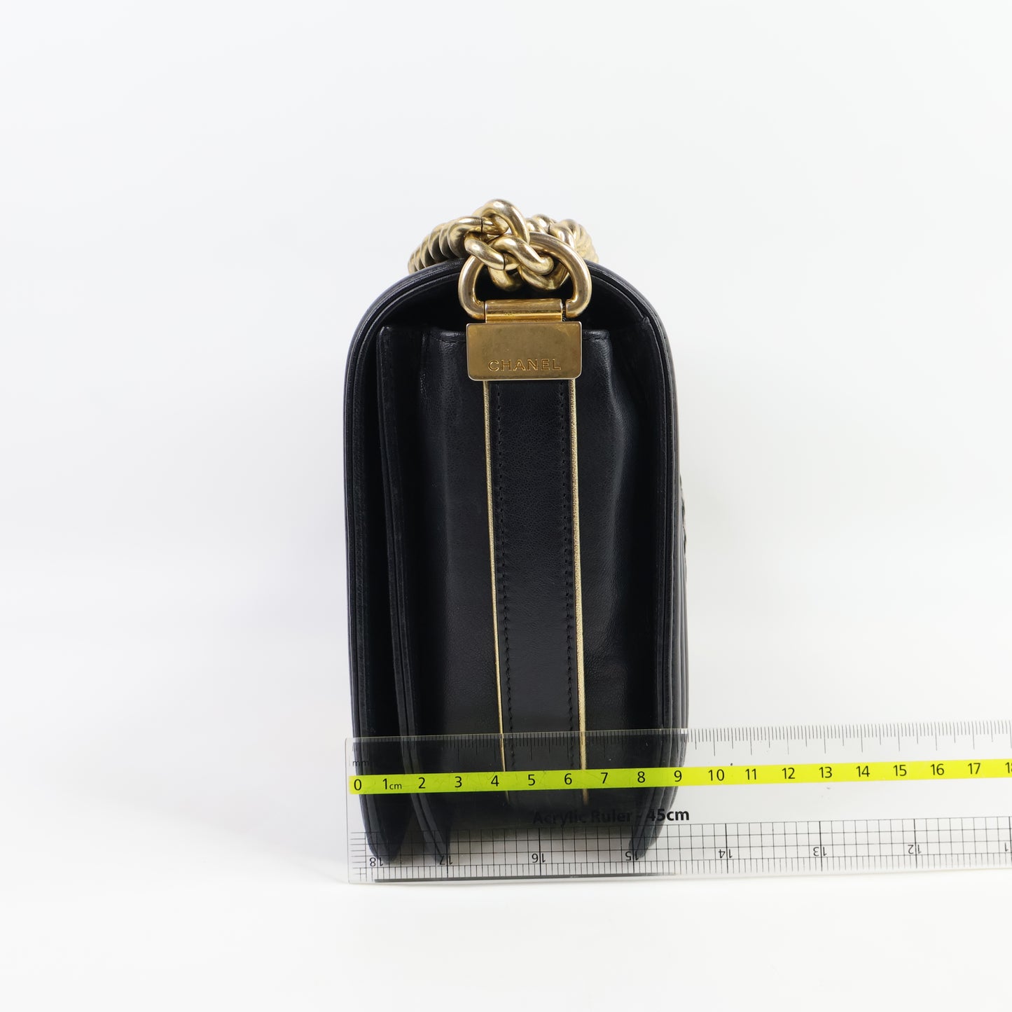 Chanel Boy 11" Woven Leather Black Gold