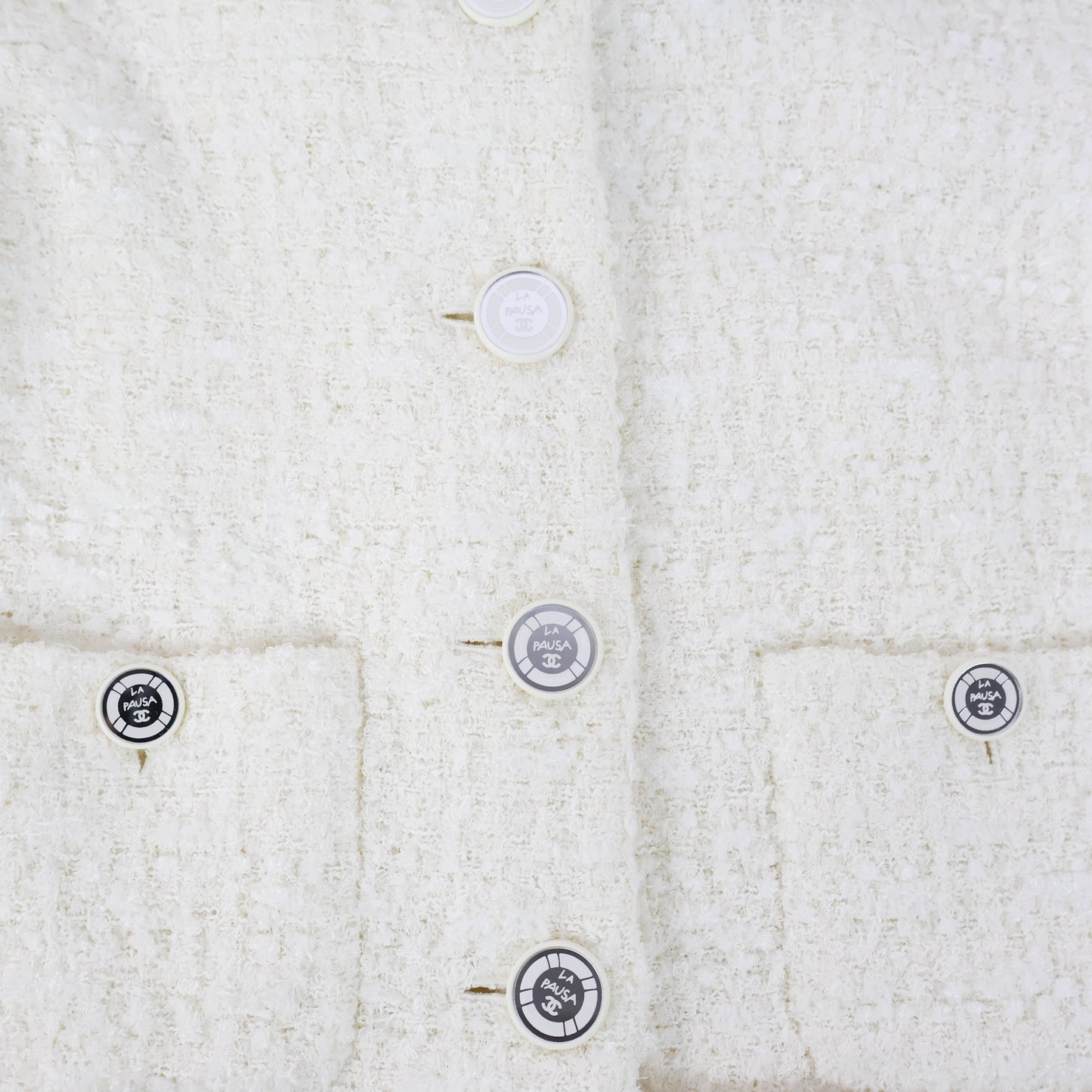 Chanel La Pausa Jacket Tweed White 36