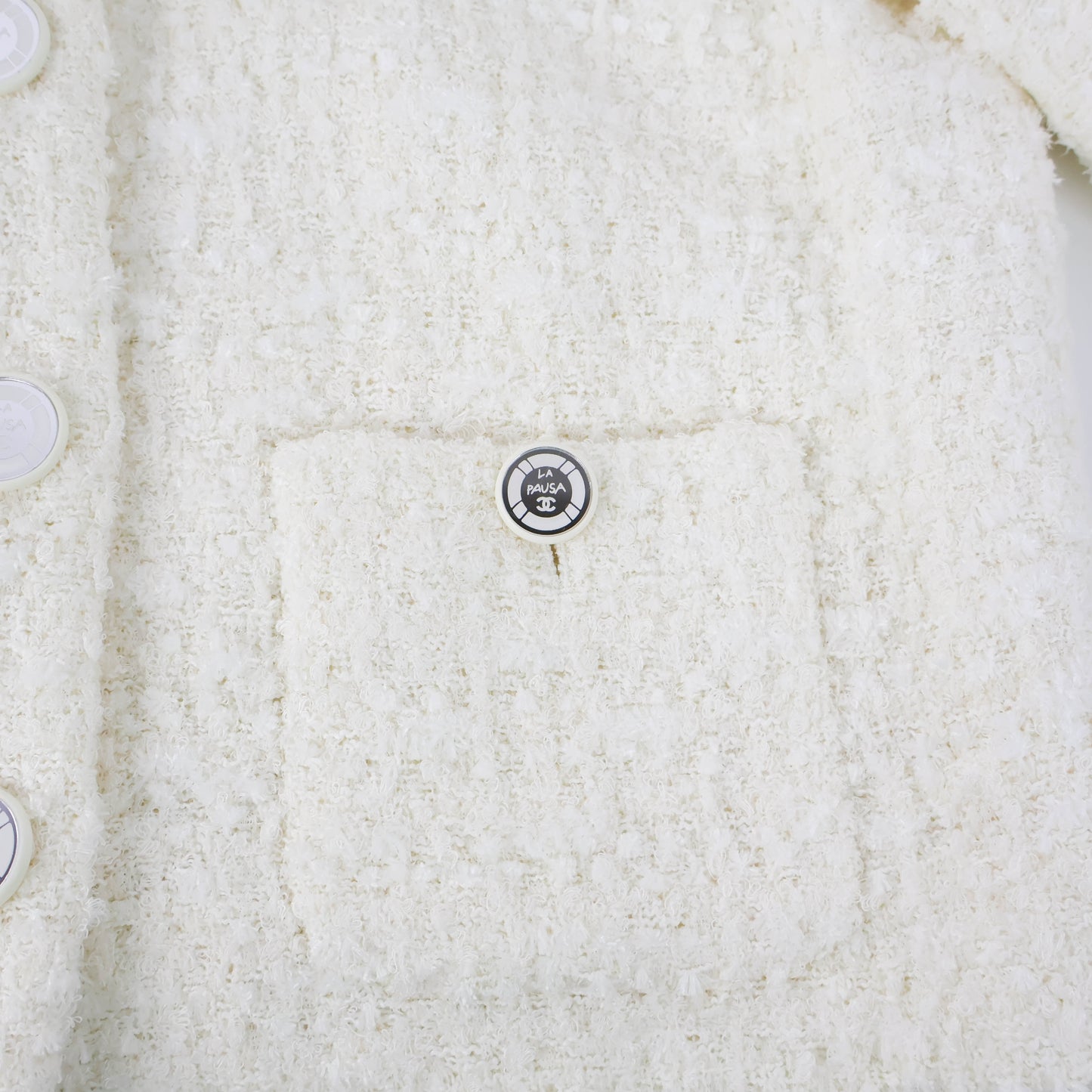 Chanel La Pausa Jacket Tweed White 36