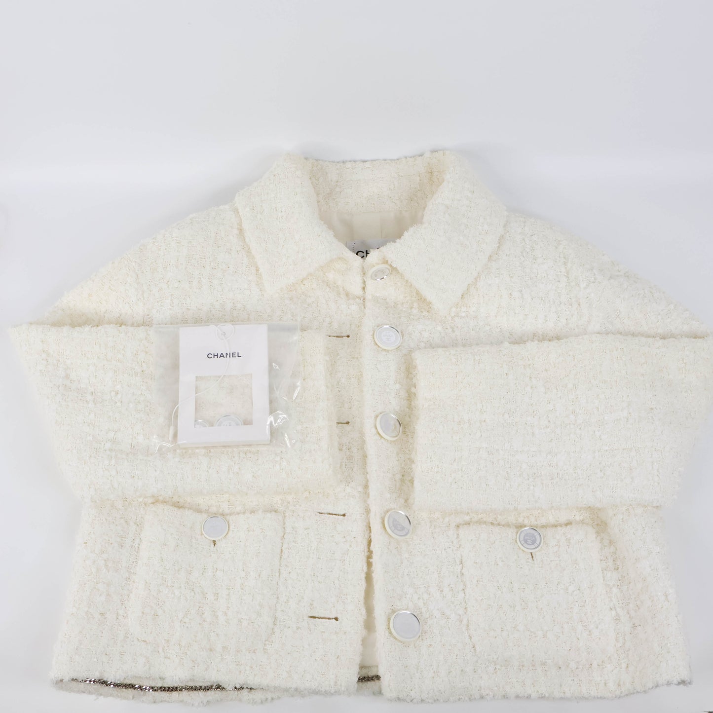 Chanel La Pausa Jacket Tweed White 36
