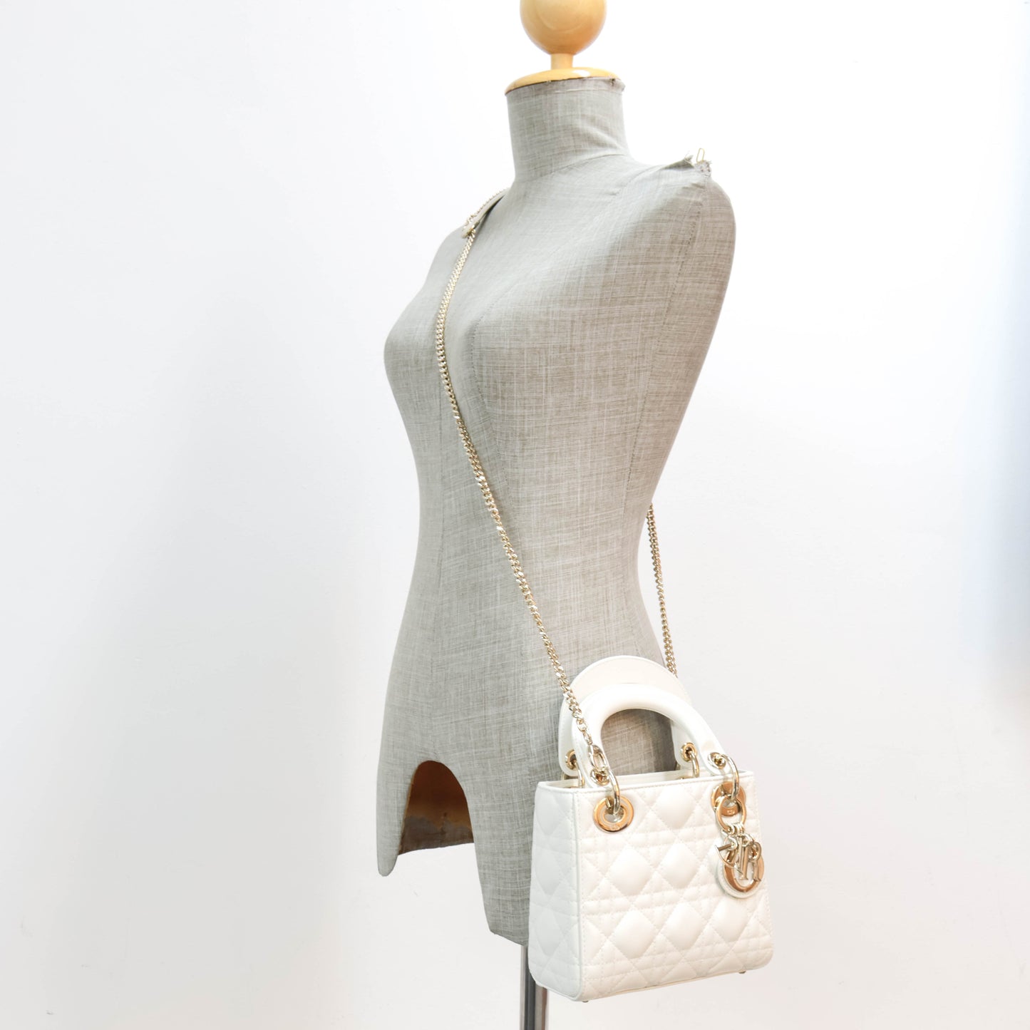 Dior Mini Lady Dior Bag White Cannage Lambskin