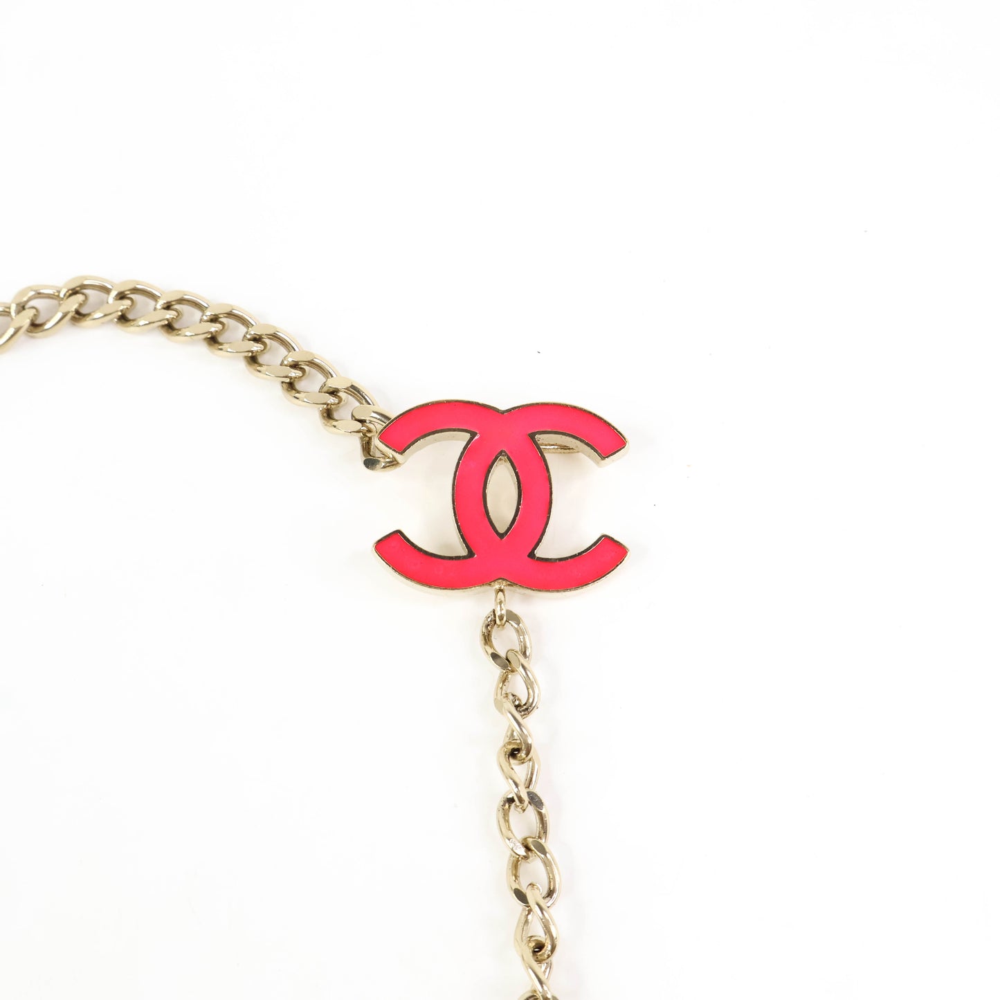 Chanel Chain Belt CC Enamel Pink