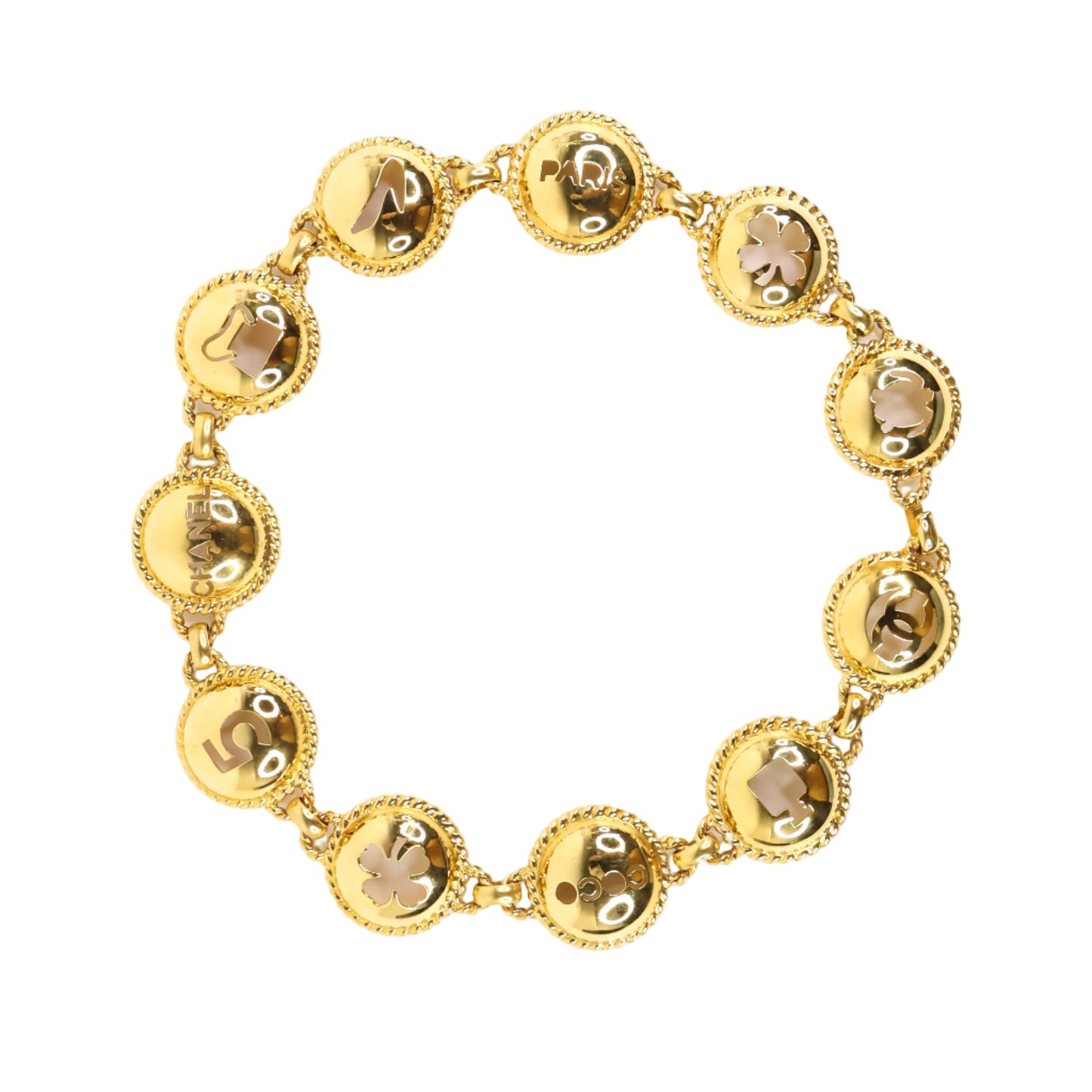 Chanel Chain Belt With Cutout Symbols Gold Vintage