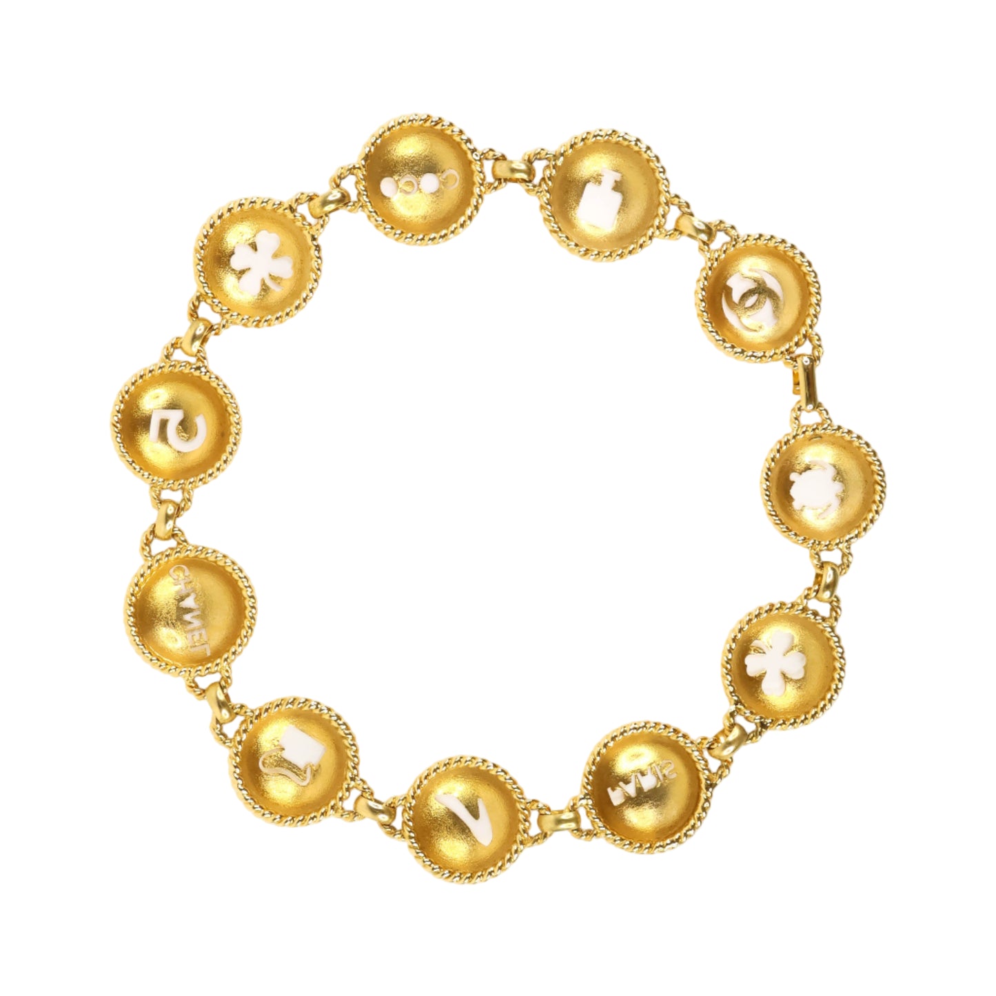 Chanel Chain Belt With Cutout Symbols Gold Vintage