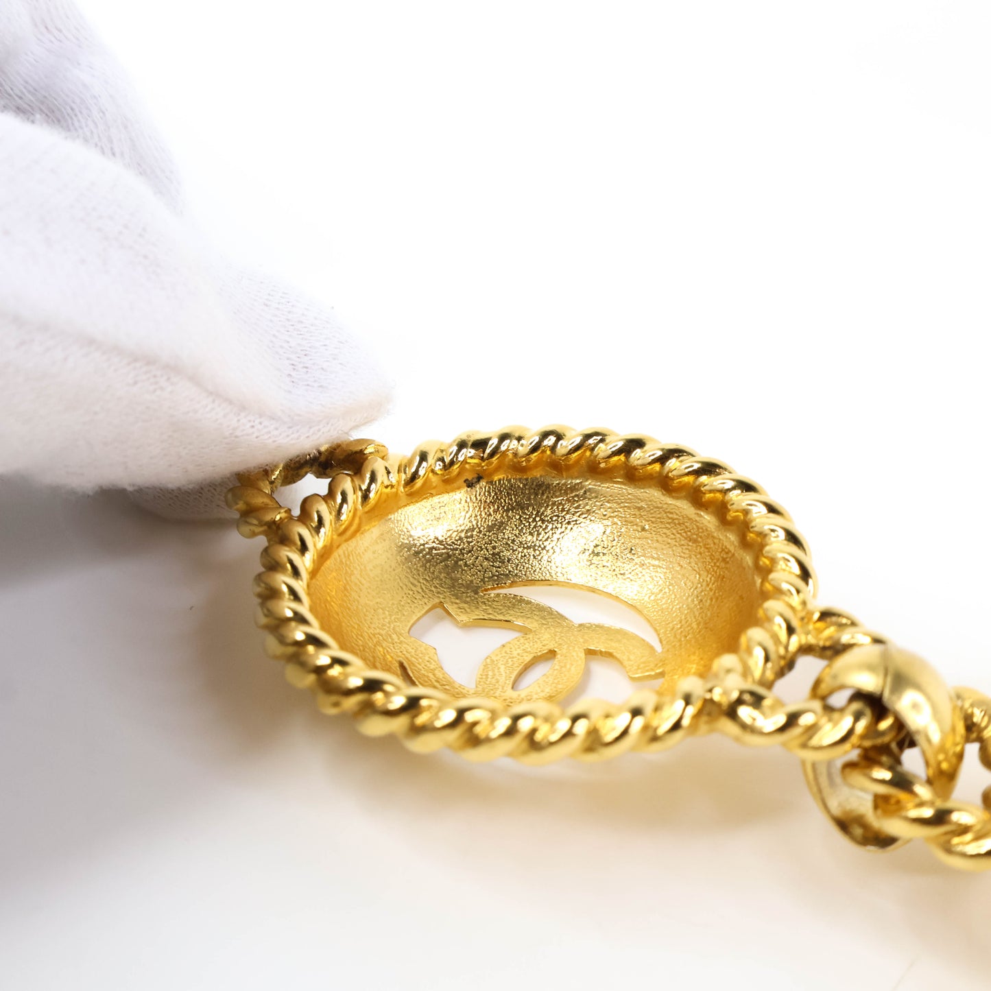 Chanel Chain Belt With Cutout Symbols Gold Vintage