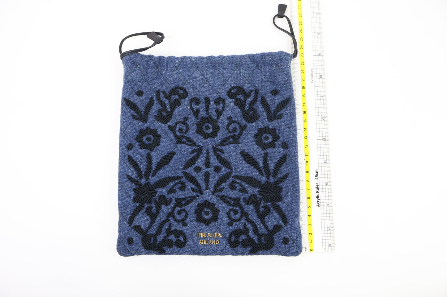 Prada Pouch Denim Impuntura Blue Black