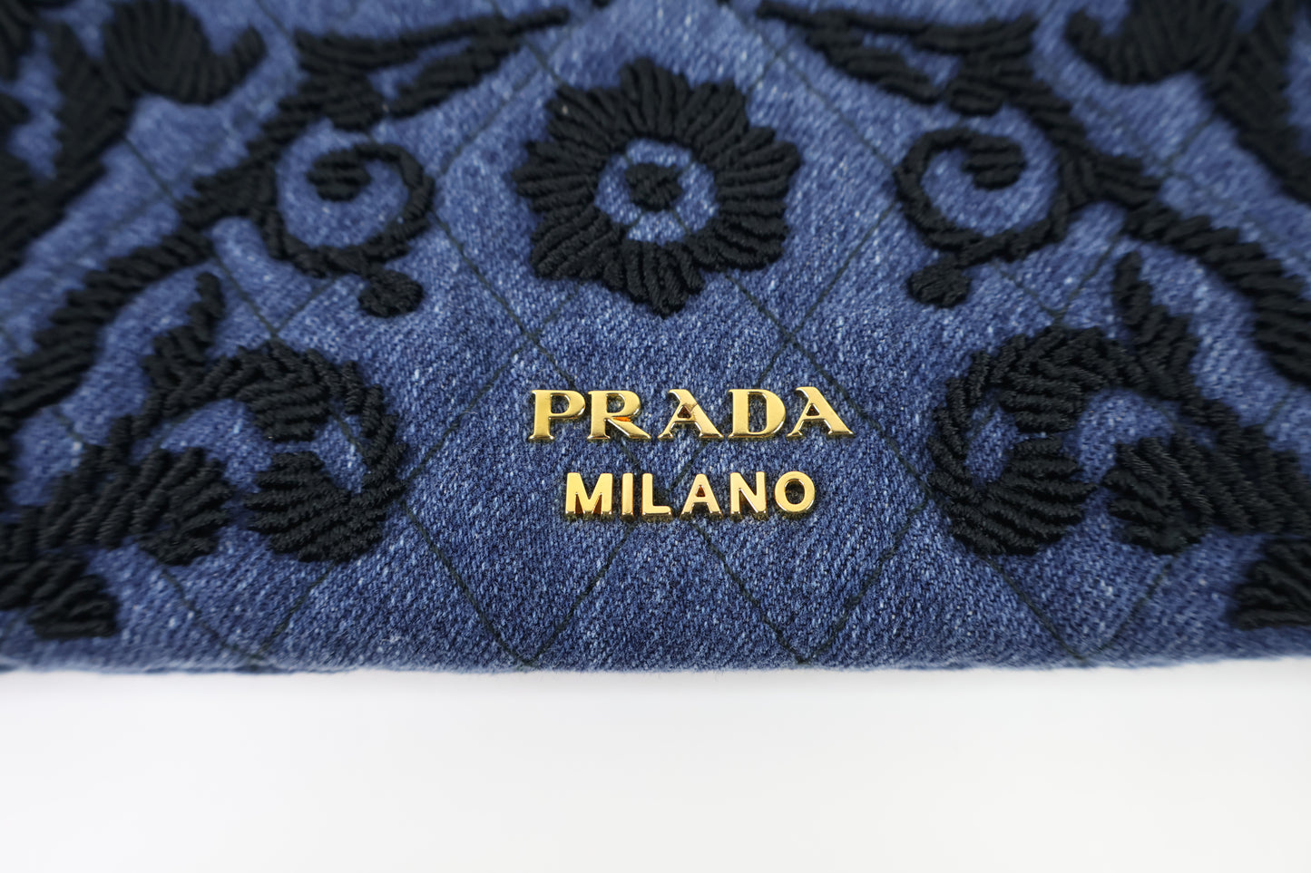 Prada Pouch Denim Impuntura Blue Black