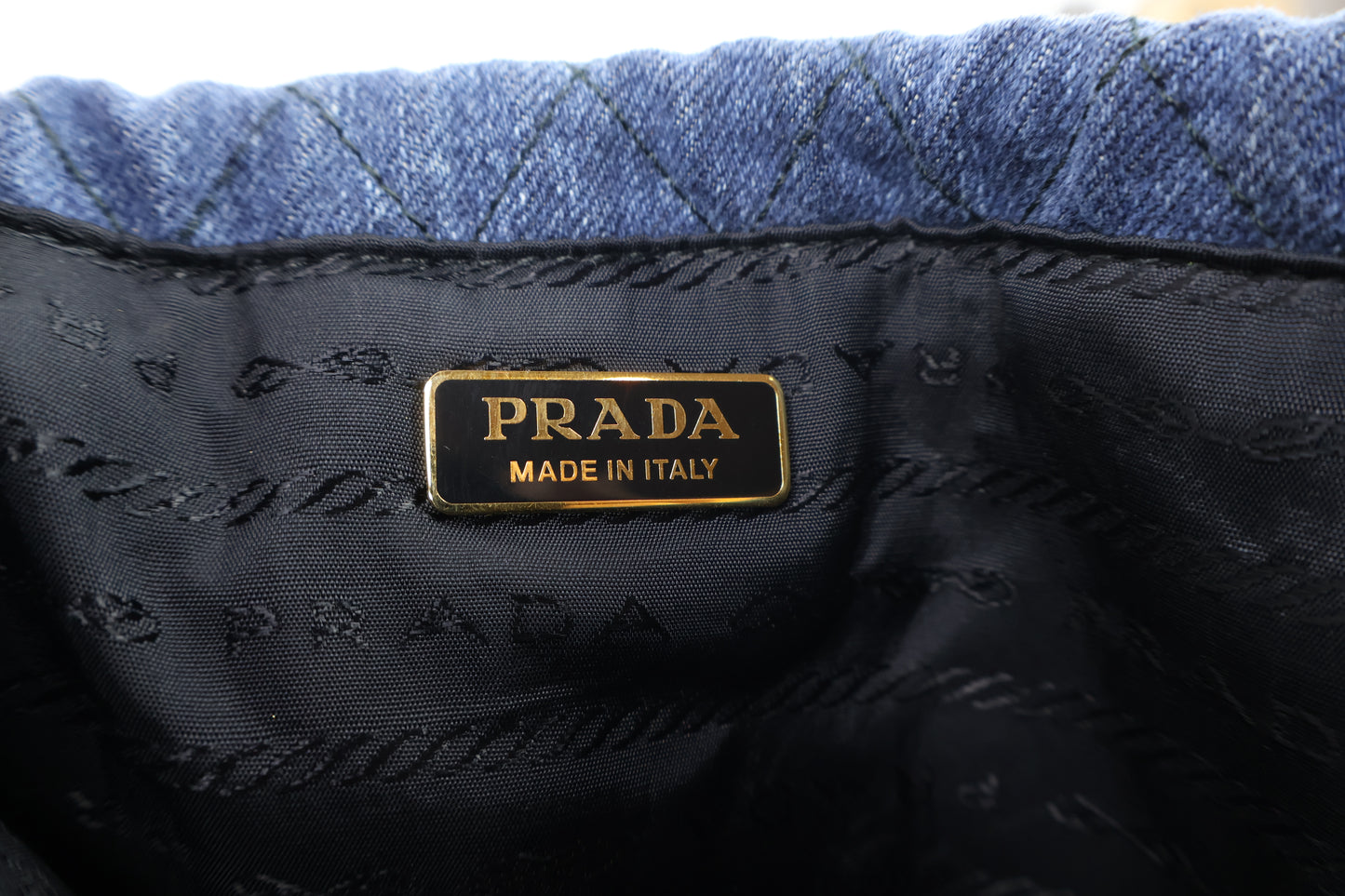 Prada Pouch Denim Impuntura Blue Black