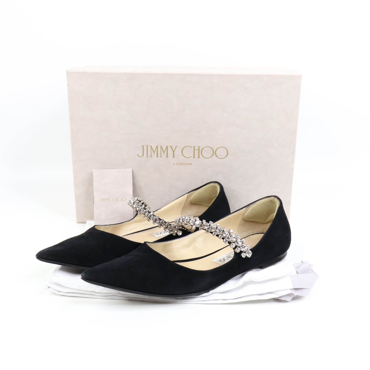 Jimmy Choo Flats Suede Black Crystal 38