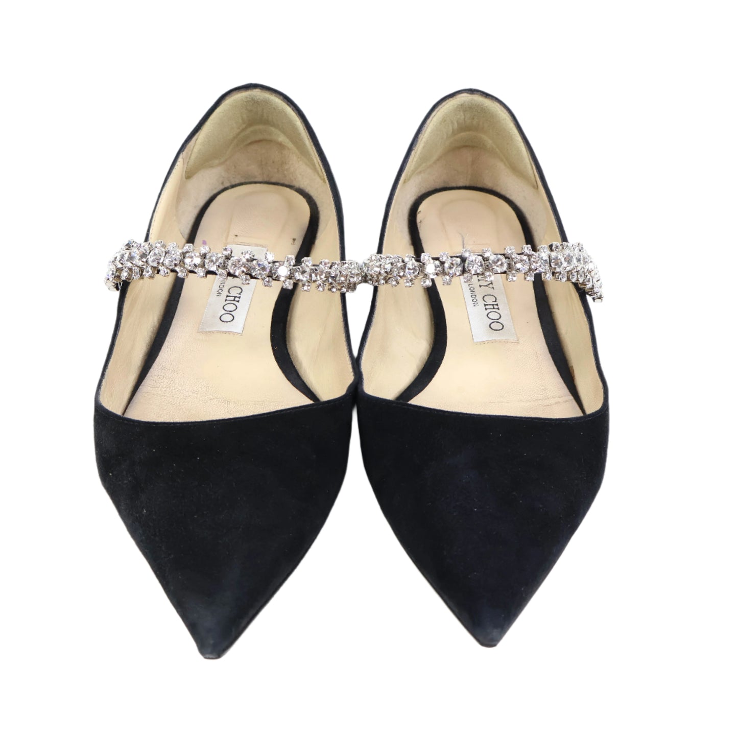 Jimmy Choo Flats Suede Black Crystal 38