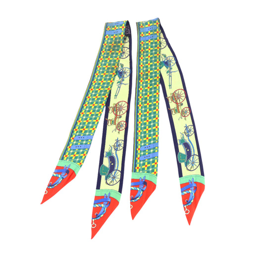 Hermes Horse Carriage Twilly Green/Yellow