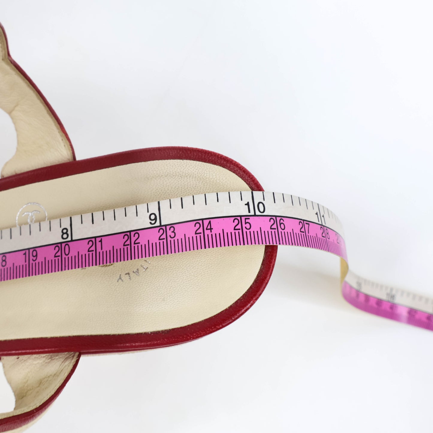 Chanel Stripe Wedge Red White 40