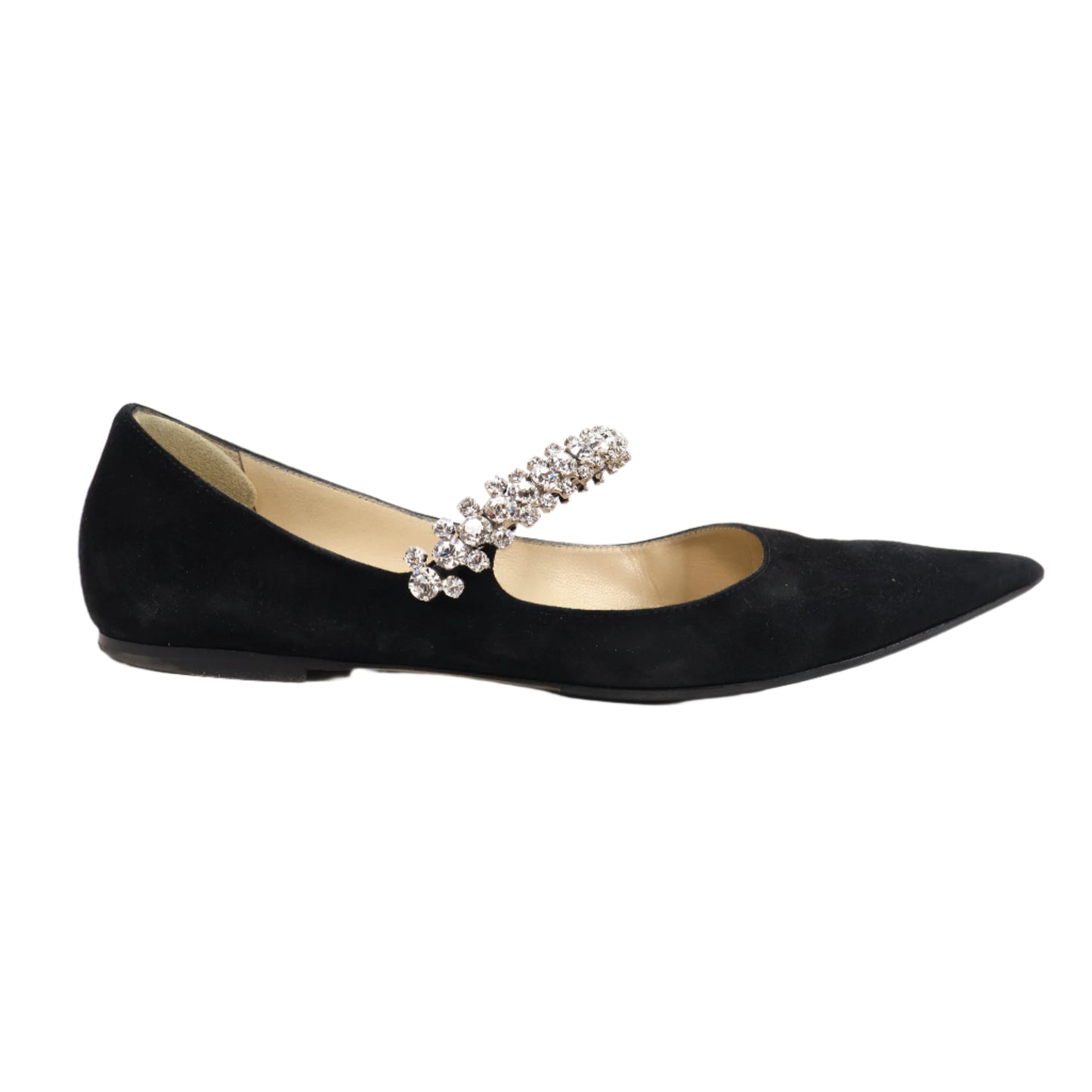 Jimmy Choo Flats Suede Black Crystal 38